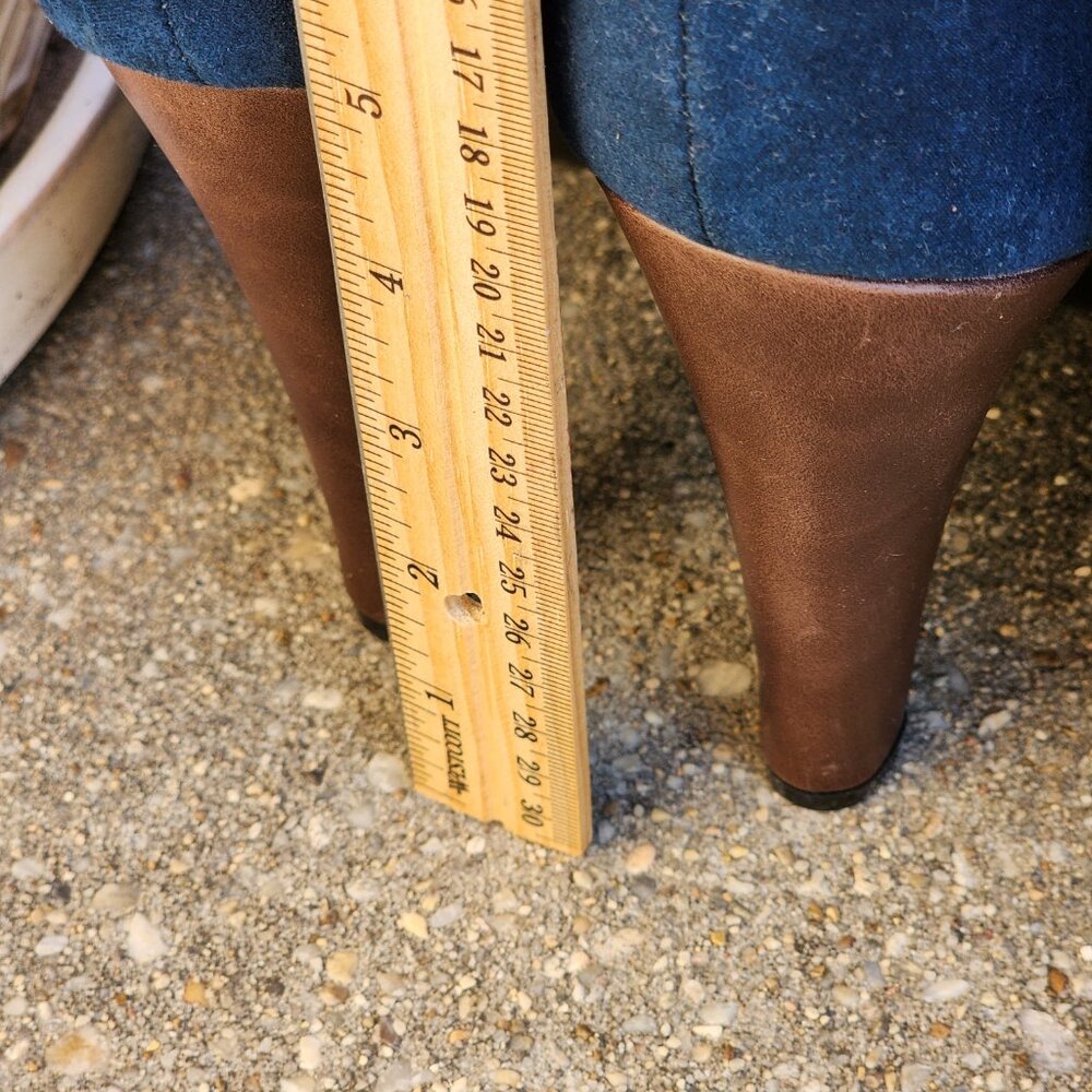 Y2K Western-Inspired Cowboy Chic Brand-New Blue Suede Women’s Knee Boots Size 9 - Picture 11 of 15